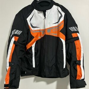 Alpha cycle gear Men's Performance Jacket in Black, White, and Orange